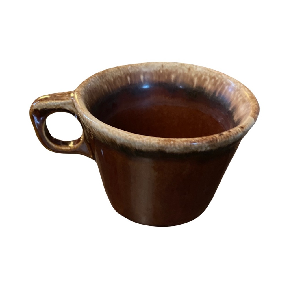 VINTAGE HULL USA OVENPROOF BROWN DRIP GLAZE CRESTINE COFFEE MUG